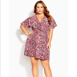 Red Floral Wrap Dress Plus Size 18
